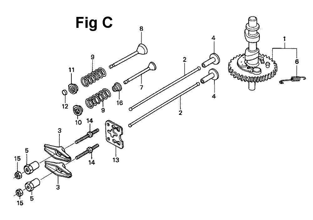 Fig-10 Diagram and Parts List for GXV120 Type N2CA Honda Engine