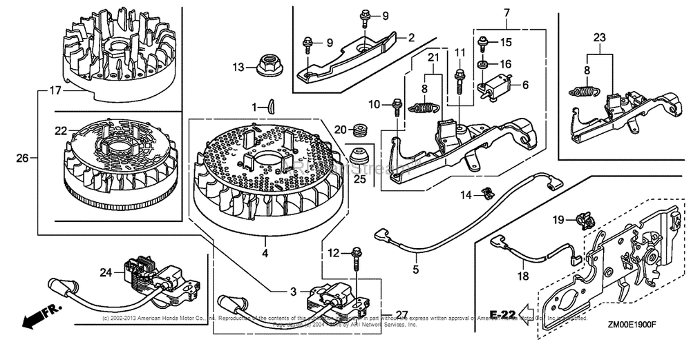 Flywheel (1) Diagram and Parts List for GCV160LA0 (typeR3L)(GJARA-1000001) Honda Engine