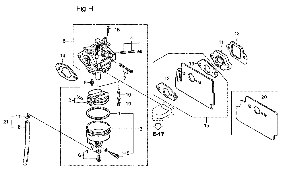 Fig-8 Diagram and Parts List for GC160LA Type QHAF Honda Engine