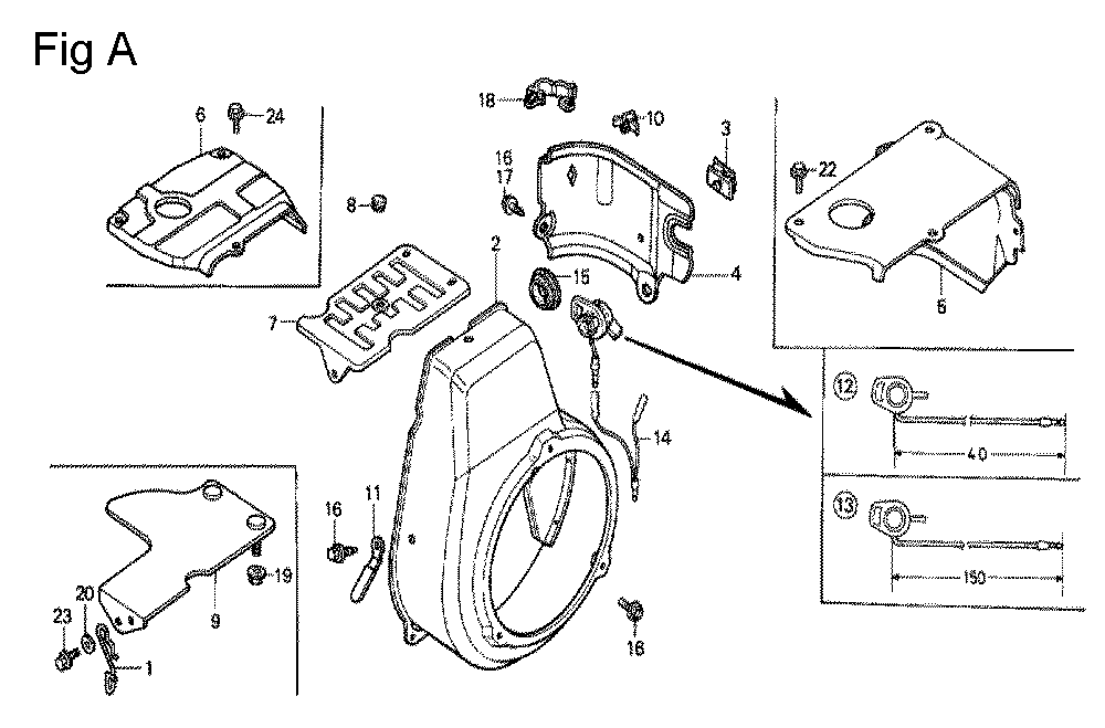 Fig-1 Diagram and Parts List for G100K2 Type SJ2 Honda Engine