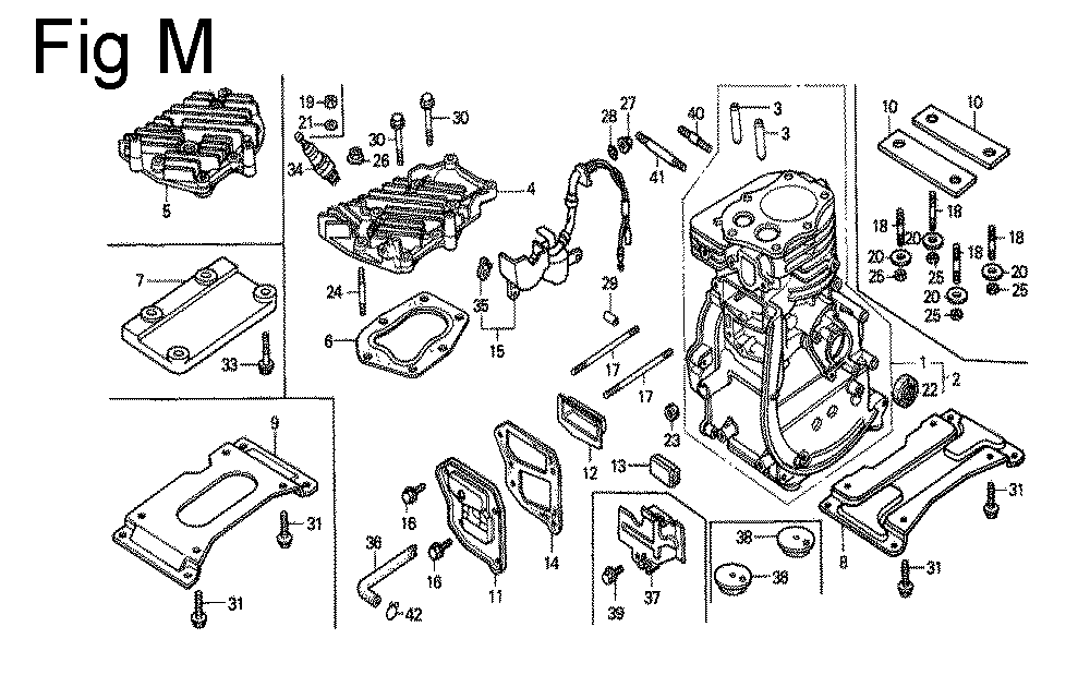 Fig-13 Diagram and Parts List for G100 Type MR Honda Engine