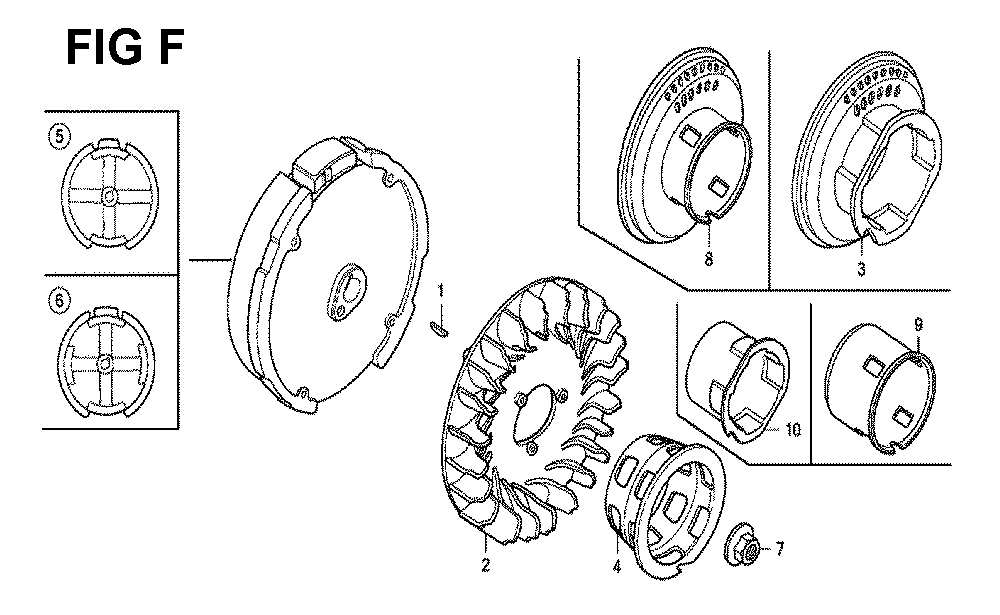 Fig-6 Diagram and Parts List for GX120K1 Type QB26 Honda Engine