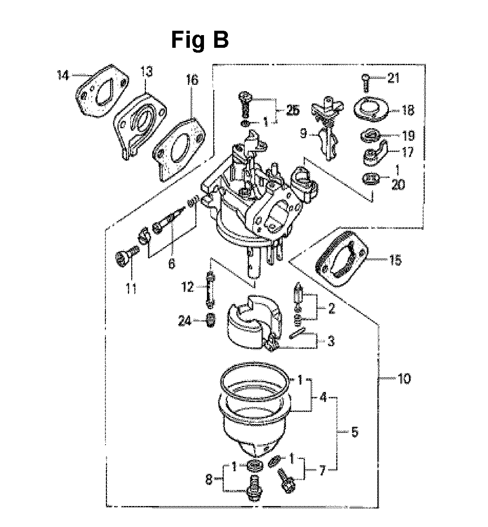 Fig-3 Diagram and Parts List for GXV140 Type N2M Honda Engine