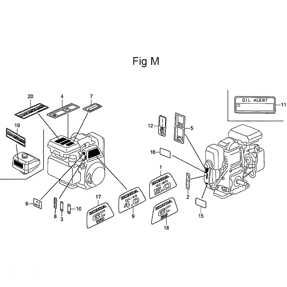 Fig-13 Diagram and Parts List for GC135 Type PHA Honda Engine