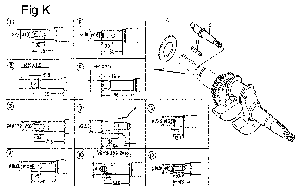 Fig-11 Diagram and Parts List for GC135 Type WHJ Honda Engine