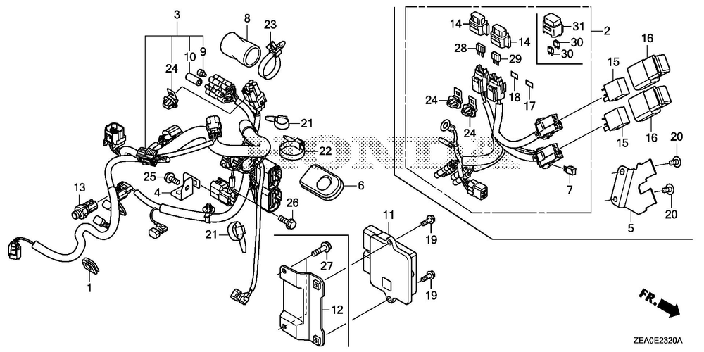 Wire Harness Diagram and Parts List for GX700IRHX (Type BXF)(GCAUH-1000001-9999999) Honda Engine