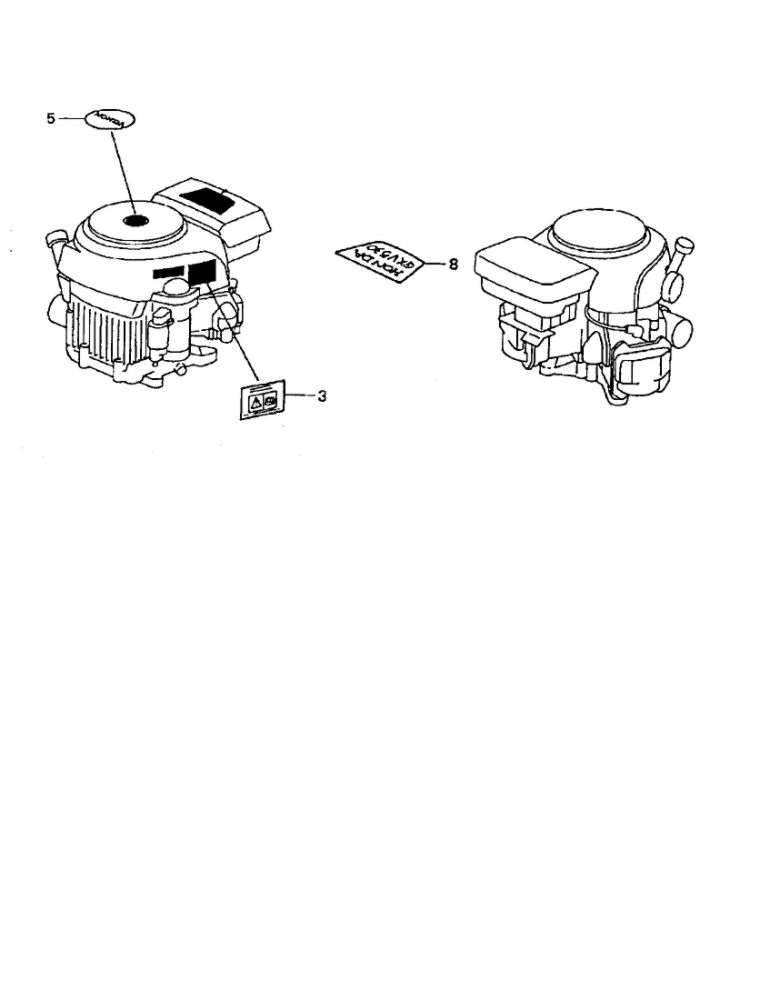 Labels Diagram and Parts List for GCV-530-EXA2  Honda Engine