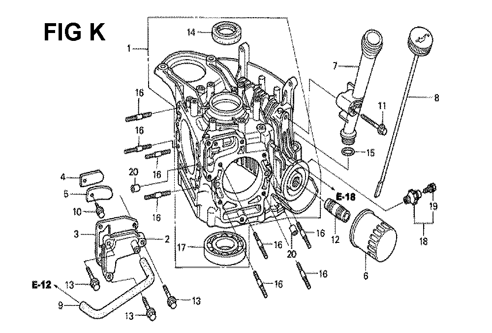 Fig-15 Diagram and Parts List for GXV530 Type JXA3A Honda Engine