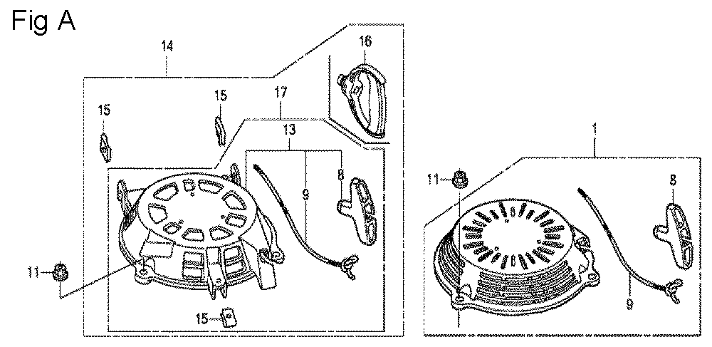 Fig-1 Diagram and Parts List for GCV160A Type S3H Honda Engine