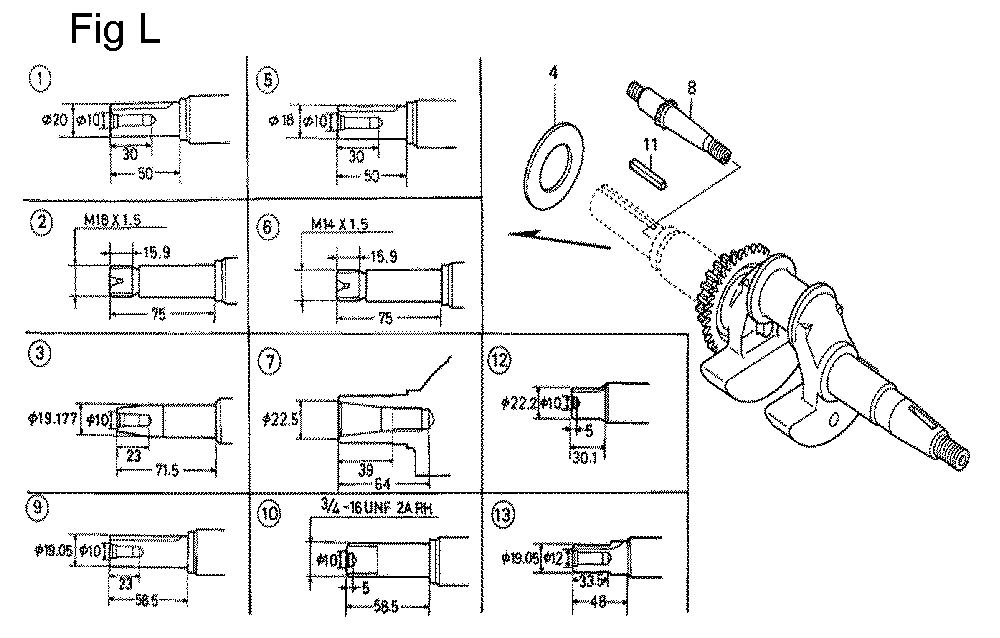 Fig-12 Diagram and Parts List for GC135 Type SHJ4 Honda Engine