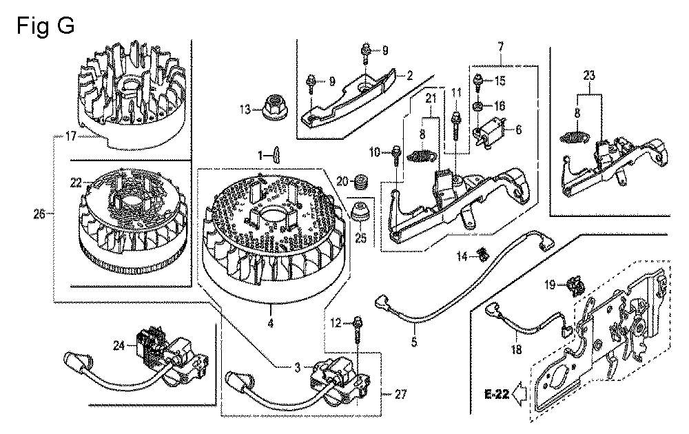 Fig-7 Diagram and Parts List for GCV160LA0 Type S1A Honda Engine
