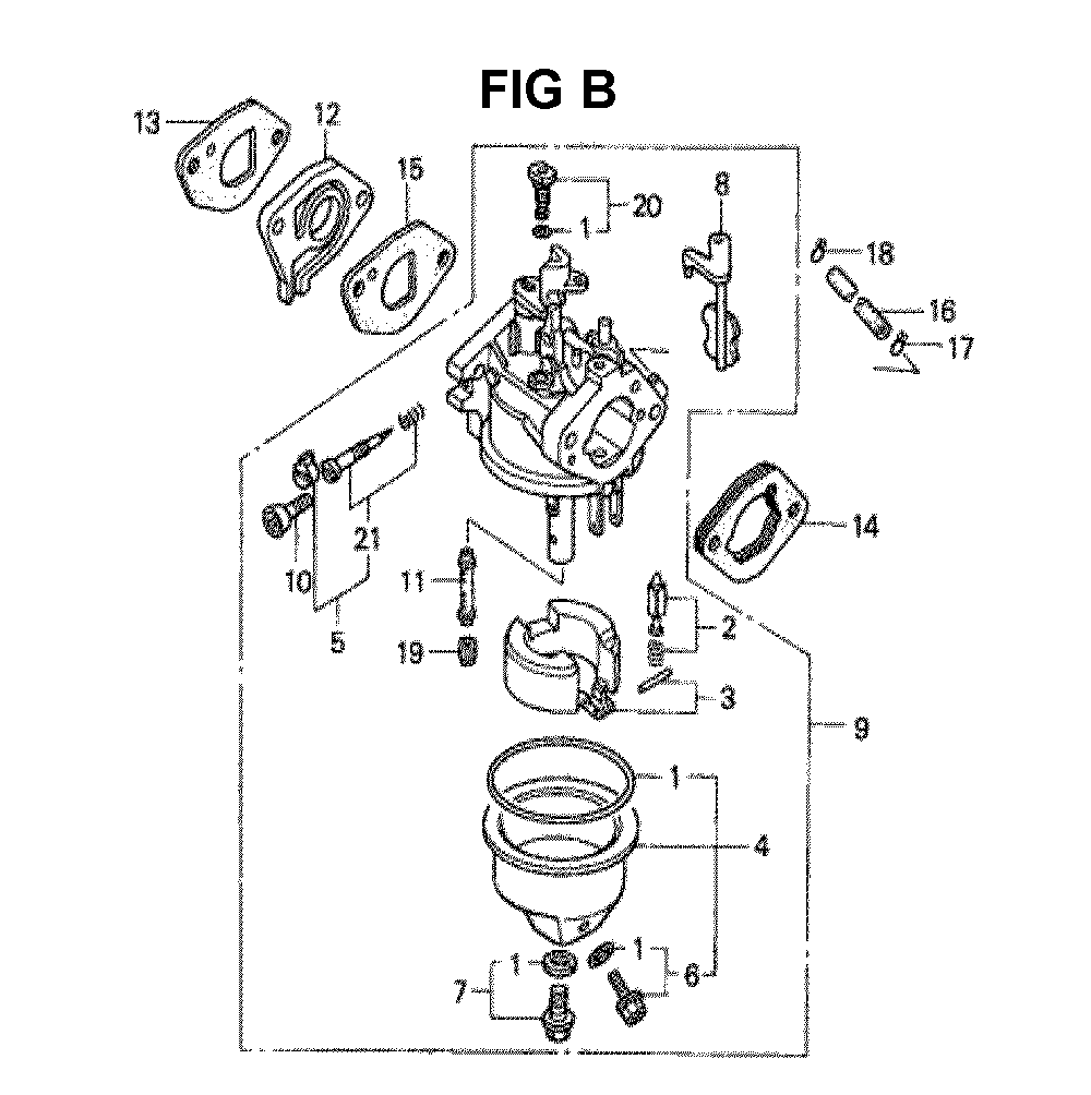 Fig-12 Diagram and Parts List for GXV140 Type MAJ Honda Engine