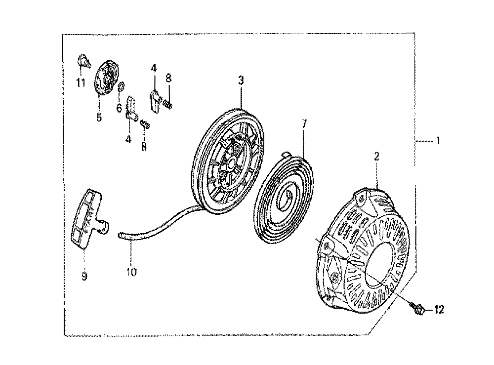 Fig-0 Diagram and Parts List for GX120K1 Type QDBR Honda Engine