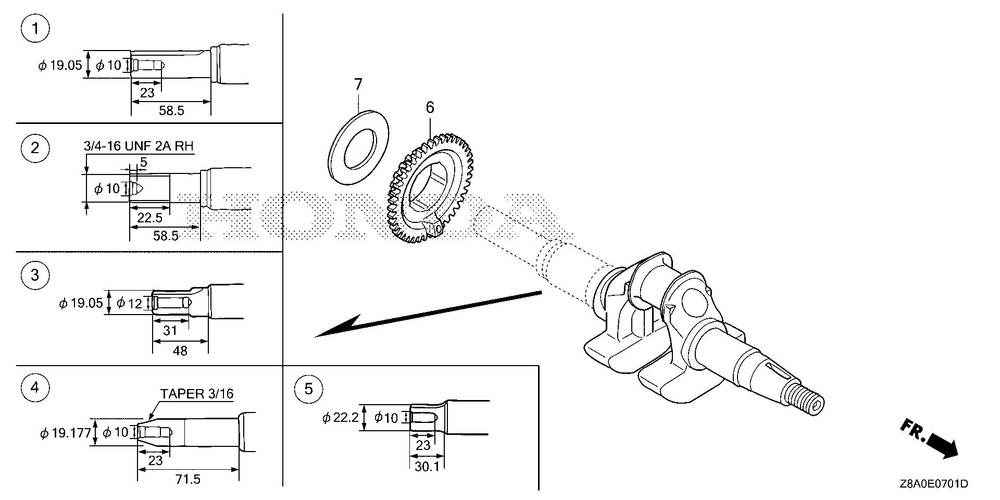 Crankshaft (2) Diagram and Parts List for GC160LAX (Type QBC)(GCAHA-6025169-9999999) Honda Engine