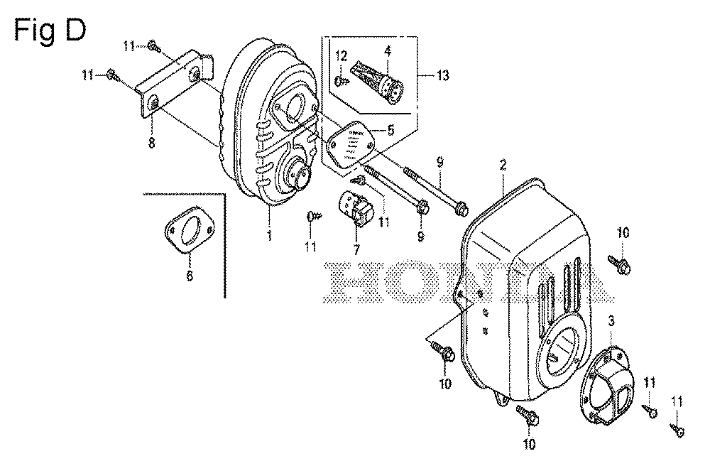 Fig-4 Diagram and Parts List for GS190A Type VXE9 Honda Engine