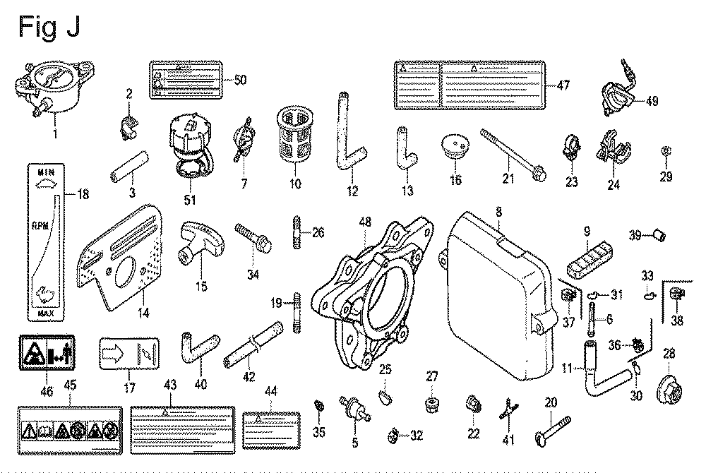 Fig-10 Diagram and Parts List for GX100U Type QE14 Honda Engine