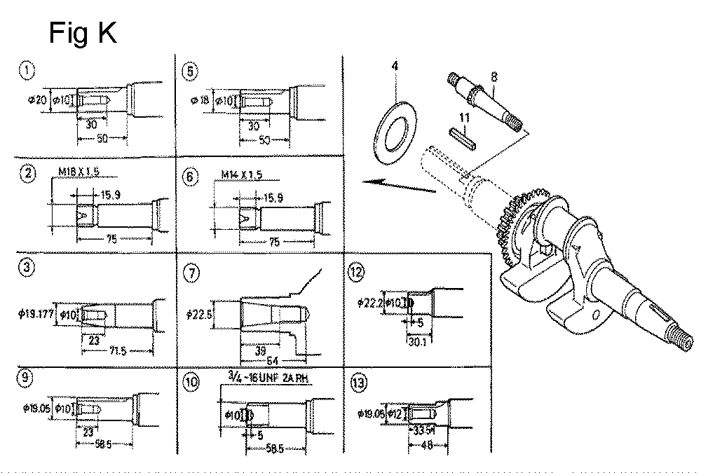 Fig-11 Diagram and Parts List for GC160 Type PHU Honda Engine