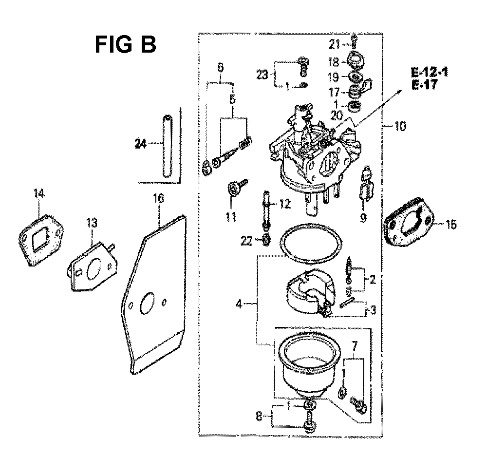Fig-7 Diagram and Parts List for GXV160 Type SFL Honda Engine
