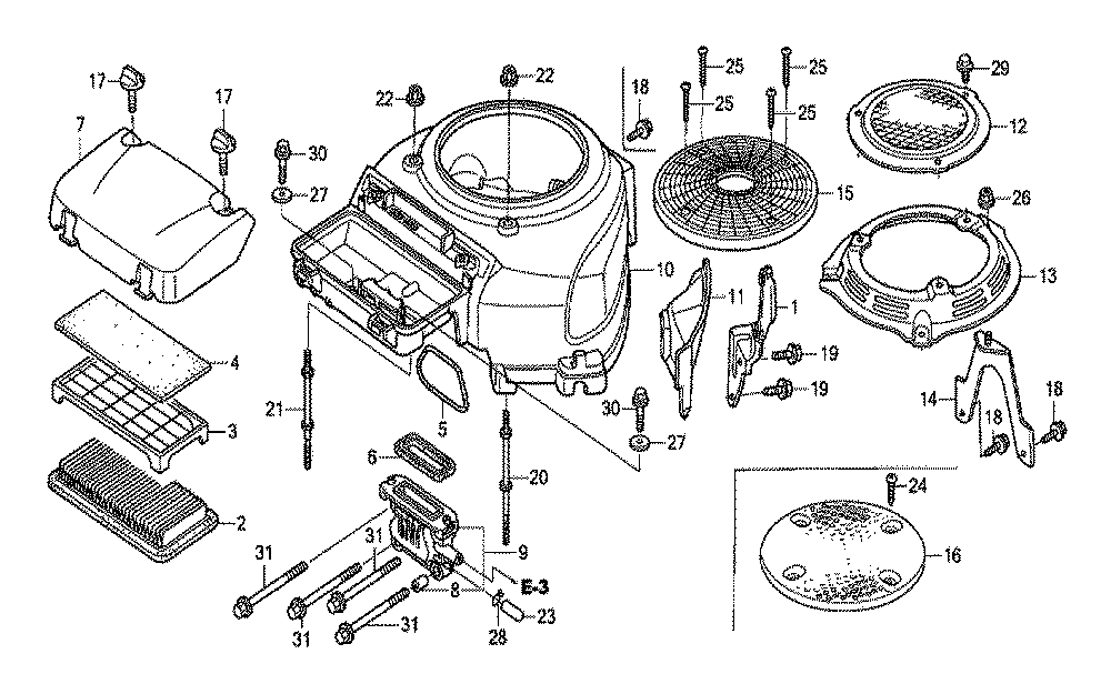 Fig-0 Diagram and Parts List for GXV530 E3-1070150 Honda Engine