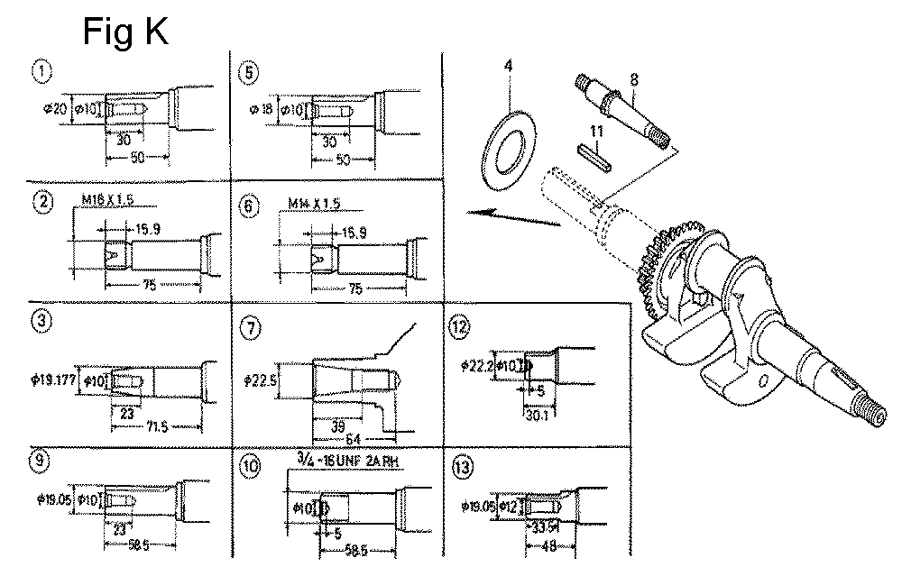 Fig-11 Diagram and Parts List for GC160 Type SHE6 Honda Engine