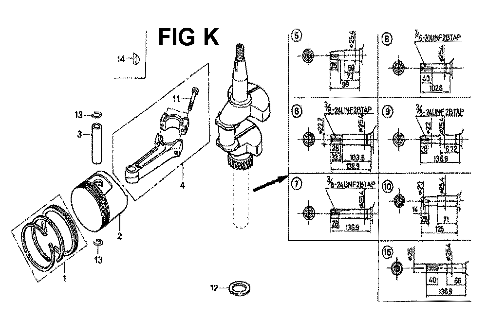 Fig-11 Diagram and Parts List for GXV160K1 Type N15 Honda Engine