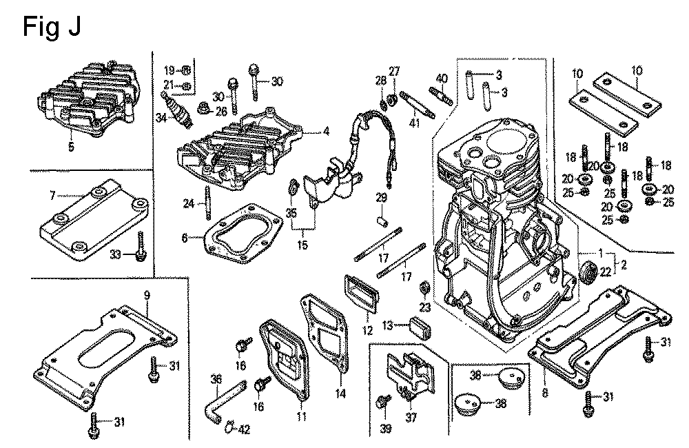 Fig-10 Diagram and Parts List for G100K1 Type ST Honda Engine