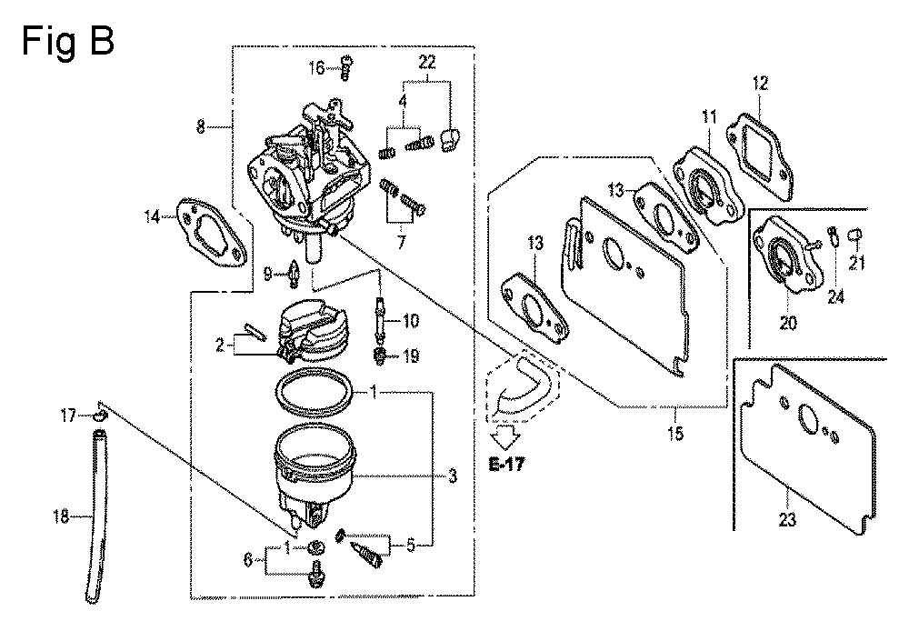 Fig-2 Diagram and Parts List for GC160A Type SHE1 Honda Engine