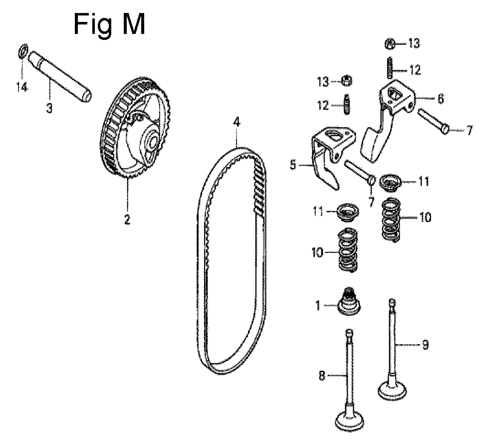 Fig-13 Diagram and Parts List for GS190A Type QBA2 Honda Engine
