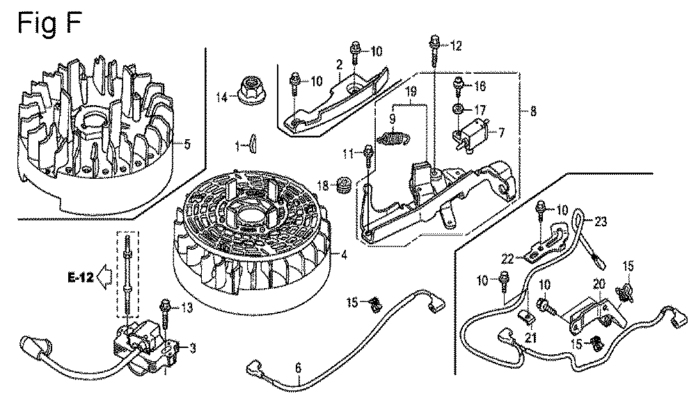 Fig-6 Diagram and Parts List for GSV190A Type A1G7 Honda Engine