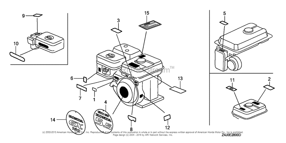 Label (1) Diagram and Parts List for GX160U1 (typeWKD6)(GCACK-1000001) Honda Engine