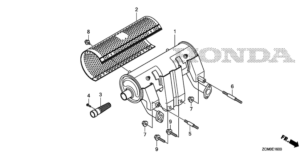 Muffler (High-R.) Diagram and Parts List for GX690RH (Type TXFC)(GCAPH-2000001-9999999) Honda Engine