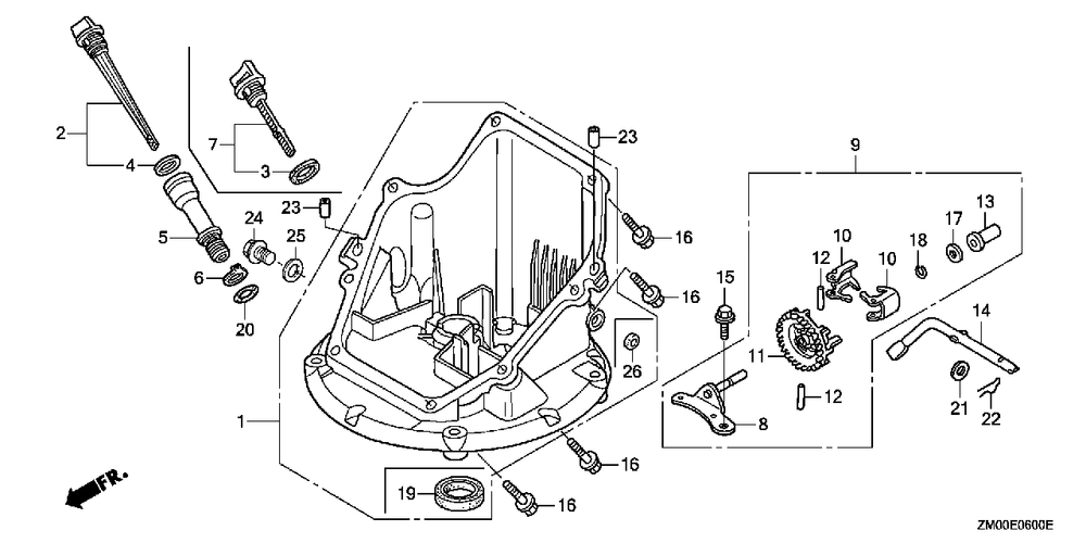 Oil Pan Diagram and Parts List for GCV160LA0 (Type  G5AF)(GCAD-1000001 - 9999999) Honda Engine