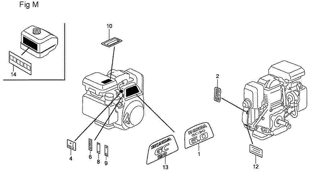 Fig-13 Diagram and Parts List for GC190A Type MHA2 Honda Engine