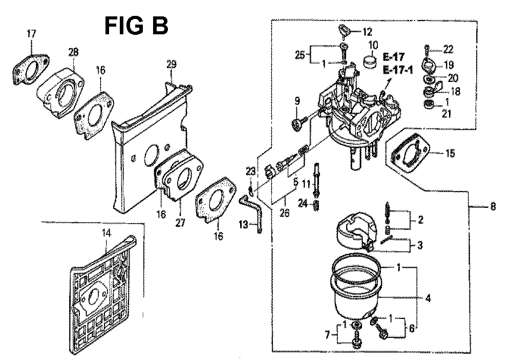 Fig-6 Diagram and Parts List for GXV340K2 Type DN4 Honda Engine