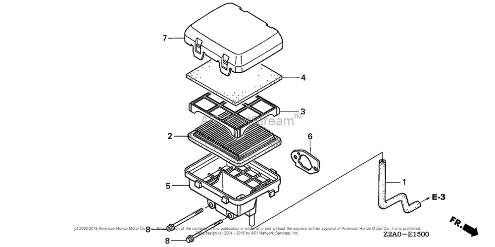 Air Cleaner Diagram and Parts List for GS160LA (typeQHAF)(GCABA-1000001) Honda Engine