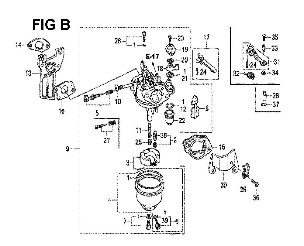 Fig-2 Diagram and Parts List for GX160H1 Type SX3 Honda Engine