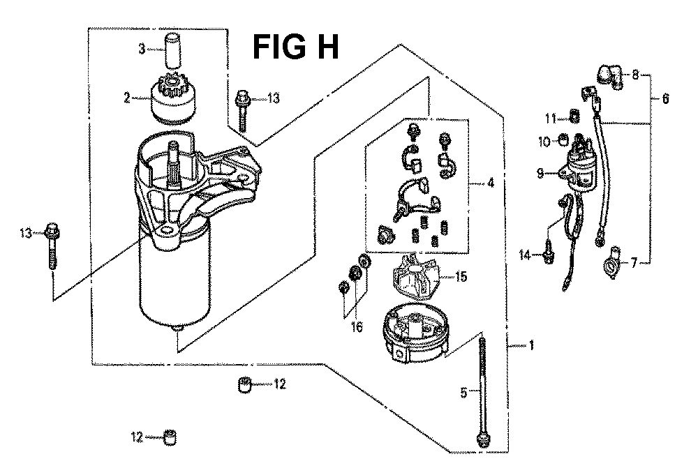 Fig-11 Diagram and Parts List for GXV340K2 Type DCA Honda Engine