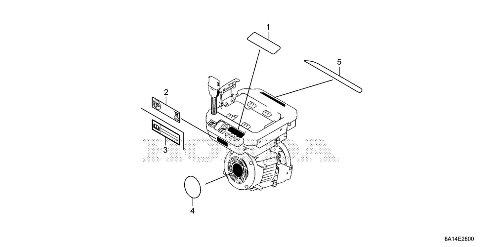 Label Diagram and Parts List for GXE20S (Type V3)(GMACK-1000001-9999999) Honda Engine