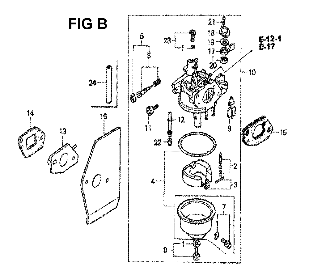 Fig-13 Diagram and Parts List for GXV160 Type N1S Honda Engine