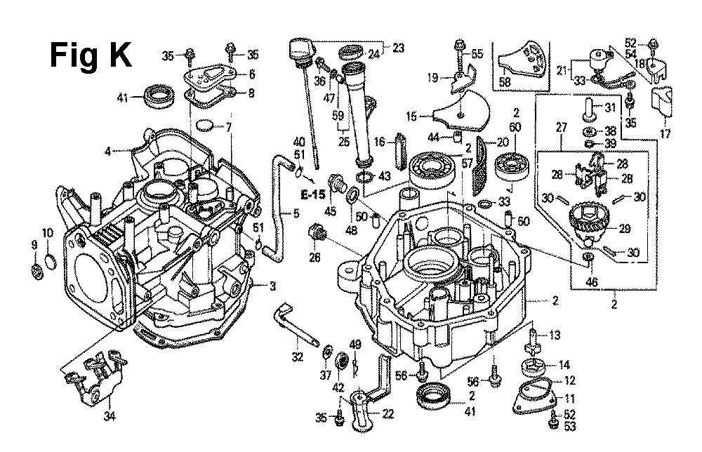 Fig-1 Diagram and Parts List for GXV270 Type DNE2 Honda Engine