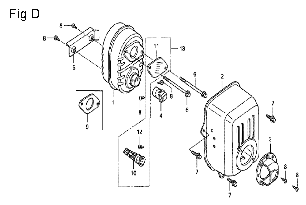 Fig-4 Diagram and Parts List for GC160 Type WHE Honda Engine