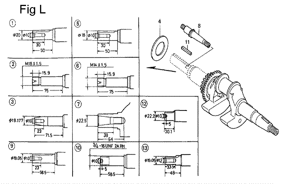 Fig-12 Diagram and Parts List for GC135 Type VXJ Honda Engine