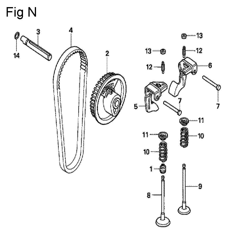Fig-14 Diagram and Parts List for GX100U Type KRB4 Honda Engine