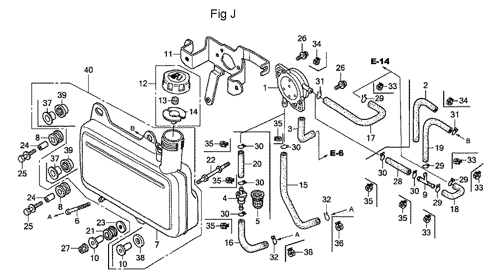 Fig-10 Diagram and Parts List for GC190A Type DHAF Honda Engine