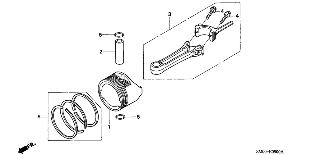 Piston - Connecting Rod Diagram and Parts List for GCV160LA1 (Type N5AF/A)(GJATA-2000001-9999999) Honda Engine