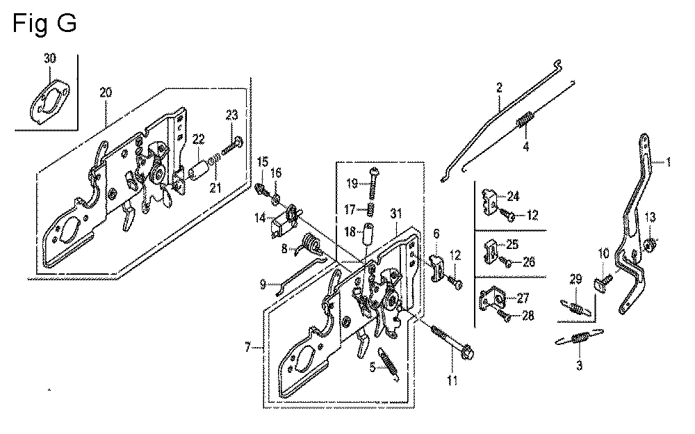 Fig-7 Diagram and Parts List for GCV160A Type A1AE Honda Engine