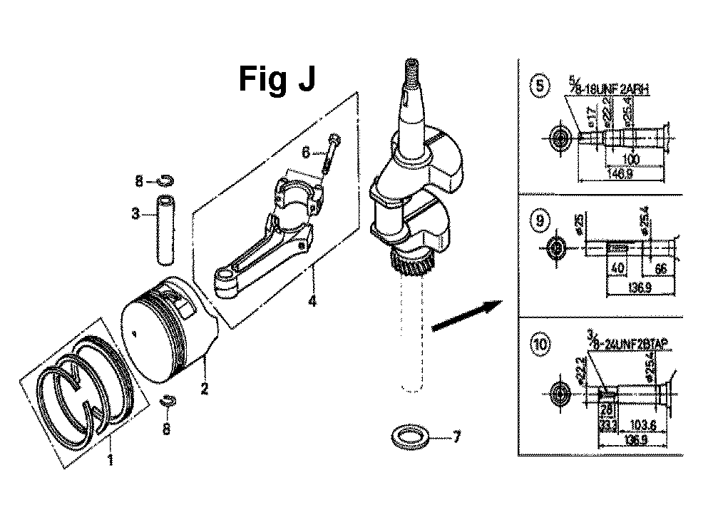 Fig-8 Diagram and Parts List for GXV160A1 Type N12 Honda Engine