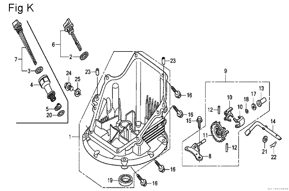 Fig-11 Diagram and Parts List for GCV190A Type S1A Honda Engine