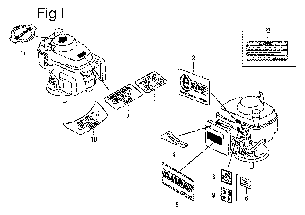 Fig-9 Diagram and Parts List for GSV190A Type A3TE Honda Engine