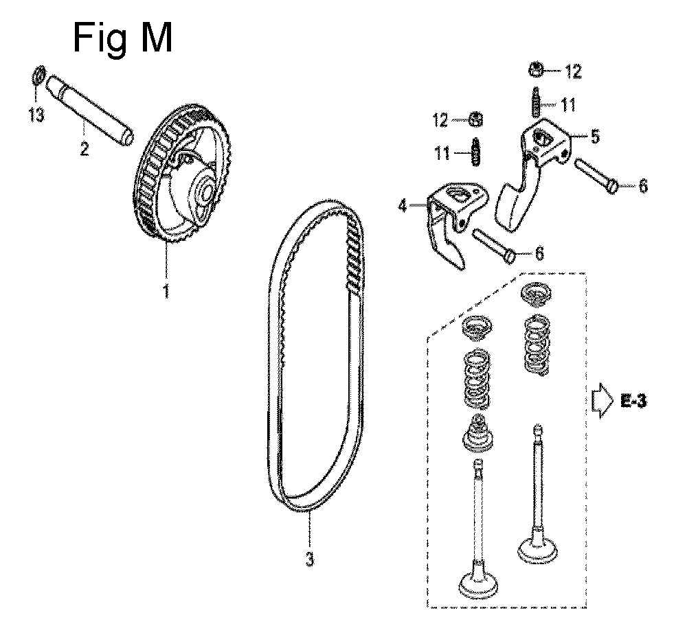 Fig-13 Diagram and Parts List for GC135 Type QHE3 Honda Engine